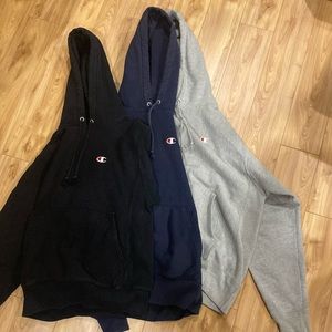 Black, navy, grey champion hoodies - new - Large - All for $100 or $40 each